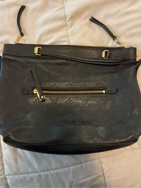Louis Vuitton Black Monogram-Embossed Leather Crossbody Bag with Gold Hardware